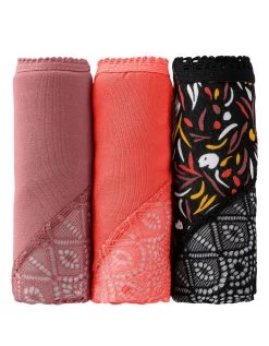 Shorty Coton Stretch Imprimé Et Dentelle - Lot De 3 -Lingerie Séries Magasin 700423 C01 zoom detailRFP