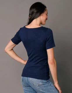 Tee-shirt Manches Courtes Maille Jacquard - Lot De 2 -Lingerie Séries Magasin 700514 C01 zoomx vue7