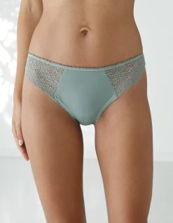 Culotte Forme Tanga Microfibre Et Dentelle Stretch - Lot De 2