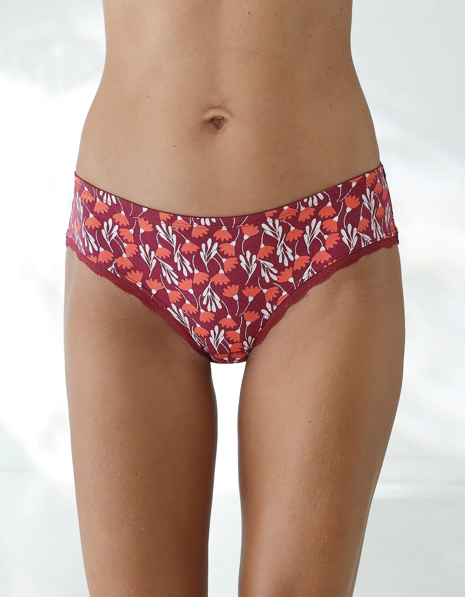 Culotte Forme Midi Coton Stretch Imprimé " Fleurs" Et Dentelle - Lot De 3 1 Culotte Forme Midi Coton Stretch Imprimé " Fleurs" Et Dentelle - Lot De 3