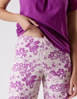 Pyjama Imprimé Avec Broderie Anglaise - Manches Courtes -Lingerie Séries Magasin 703058 C01 zoomx vue7