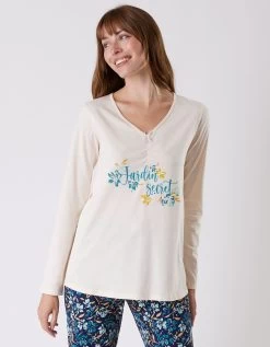 Tee-shirt Pyjama Manches Longues Imprimé Placé "jardin Secret"