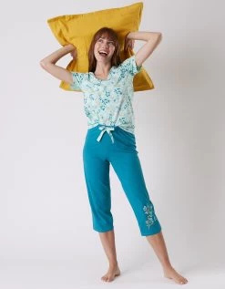 Pantalon Court Pyjama Imprimé Placé "jardin Secret" -Lingerie Séries Magasin 703074 C01 zoomx vue4