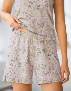 Pyjama Short Volanté Imprimé Fleuri. -Lingerie Séries Magasin 703106 C01 zoomx vue4