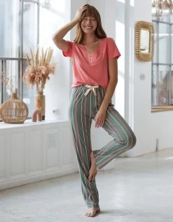 Tee Shirt Pyjama Manches Courtes Boutonné -Lingerie Séries Magasin 703107 C02 zoomx vue5