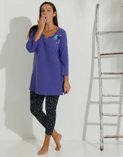 Pyjama Legging Coton Imprimé Coeur -Lingerie Séries Magasin 703109 C01 zoomx vue3