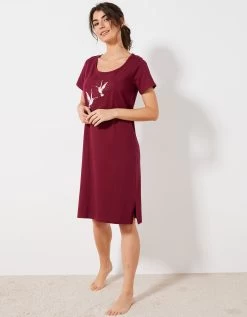 Chemise De Nuit Courte Imprimé Oiseaux