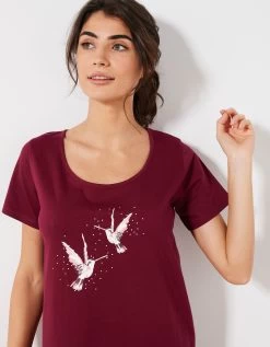Chemise De Nuit Courte Imprimé Oiseaux -Lingerie Séries Magasin 703124 C01 zoomx vue3