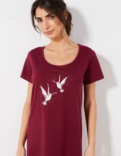 Chemise De Nuit Courte Imprimé Oiseaux -Lingerie Séries Magasin 703124 C01 zoomx vue5