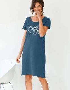 Chemise De Nuit Courte Manches Courtes – Imprimé Night Sky
