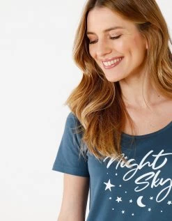 Chemise De Nuit Courte Manches Courtes – Imprimé Night Sky -Lingerie Séries Magasin 703142 C01 zoomx vue3