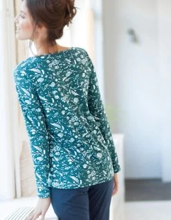 Tee-shirt Manches Longues – Fleuri émeraude -Lingerie Séries Magasin 703148 C01 zoomx vue3