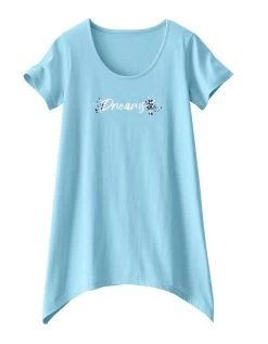 Tee-shirt Asymétrique Manches Courtes – Turquoise