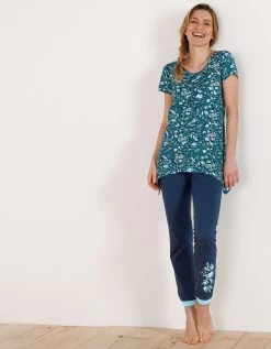 Tee-shirt Asymétrique Manches Courtes – Fleuri émeraude -Lingerie Séries Magasin 703151 C01 zoomx vue4