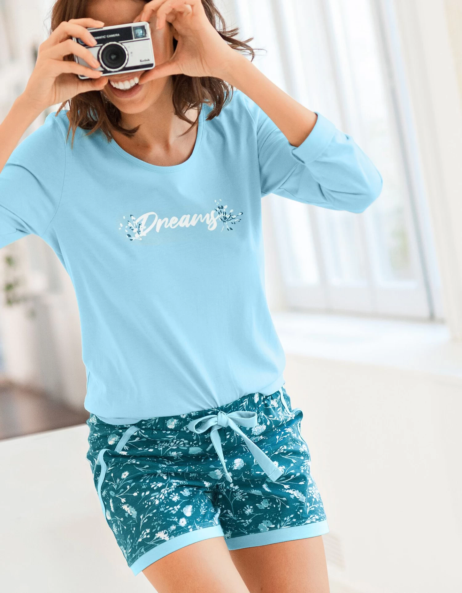 Short De Pyjama – Fleuri émeraude 1 Short De Pyjama – Fleuri émeraude