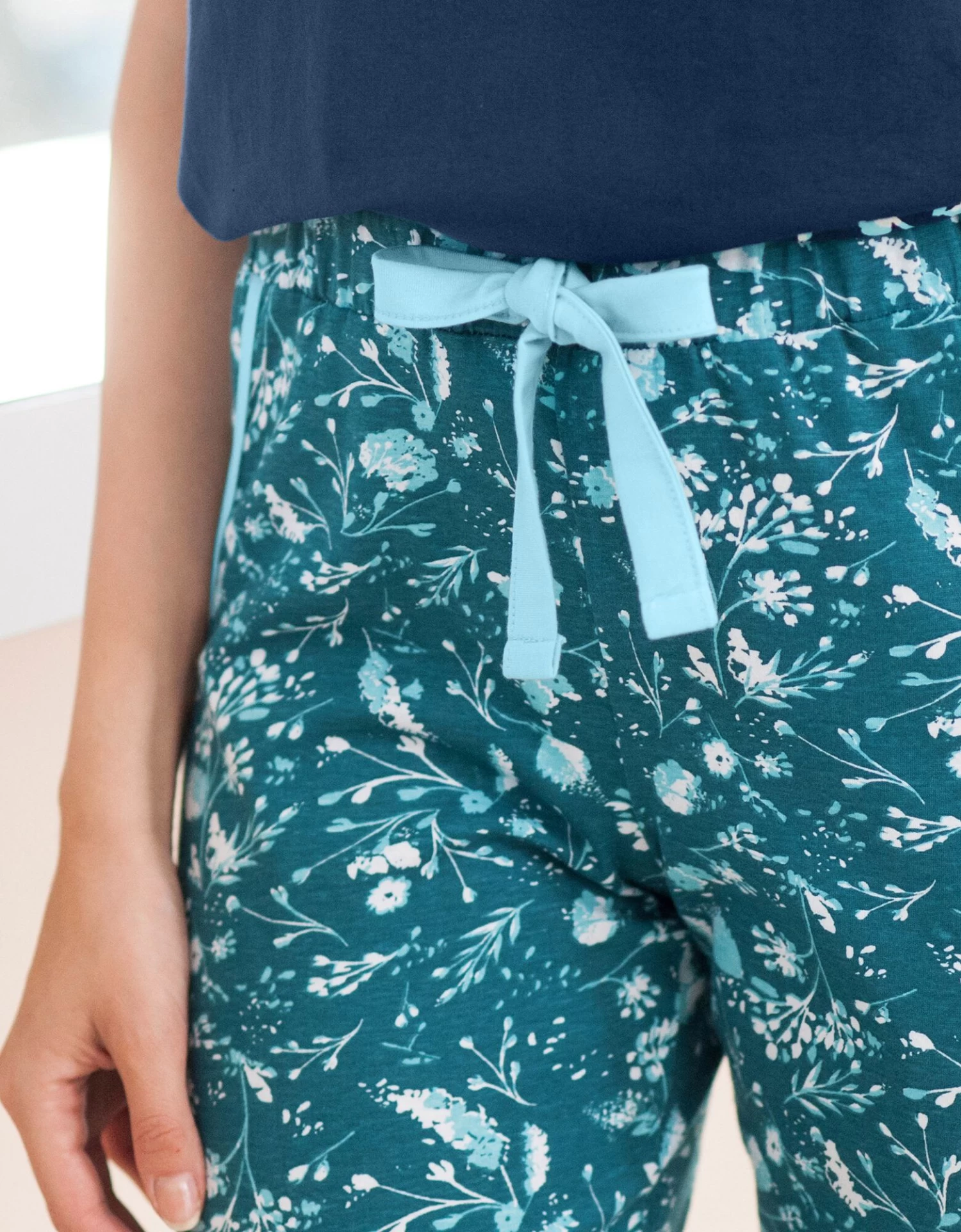 Pantalon De Pyjama – Fleuri émeraude 2 Pantalon De Pyjama – Fleuri émeraude – Image 2