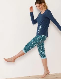 Pantacourt De Pyjama – Fleuri émeraude -Lingerie Séries Magasin 703157 C01 zoomx vue4