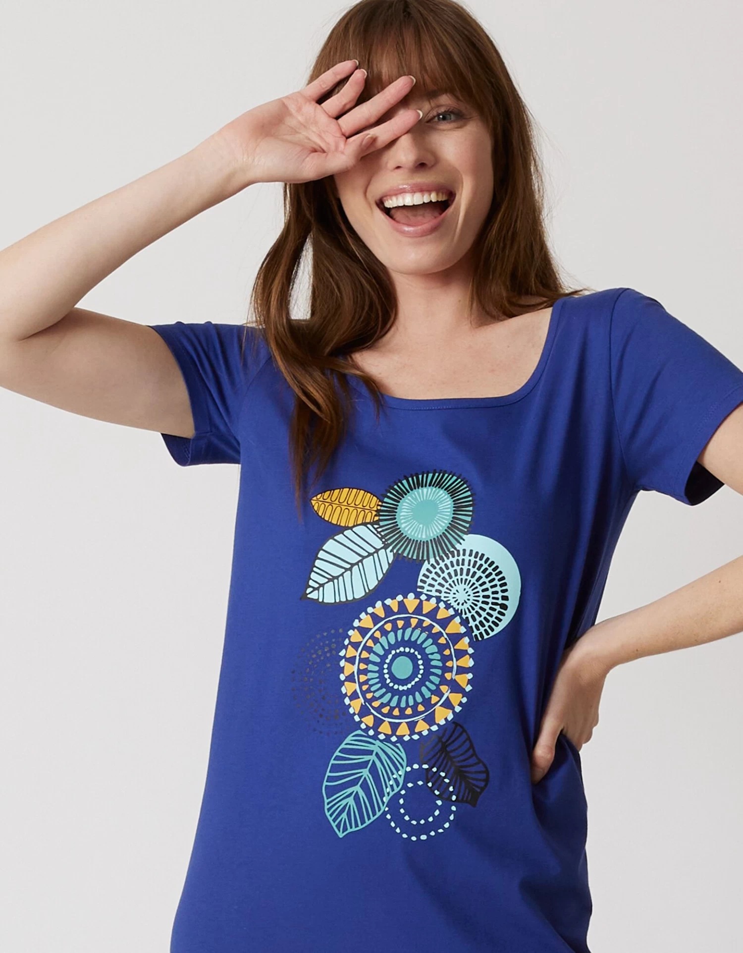 Chemise De Nuit Longue Manches Courtes Motif «rosaces » 2 Chemise De Nuit Longue Manches Courtes Motif «rosaces » – Image 2