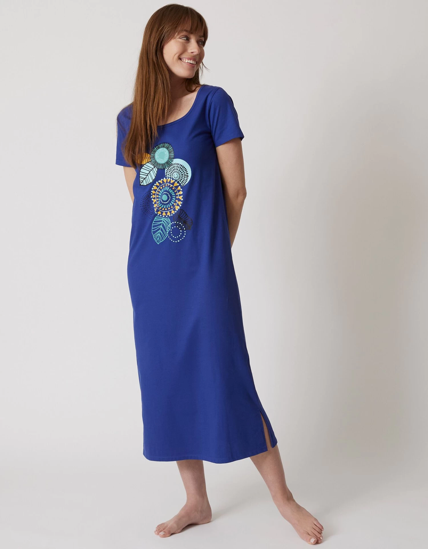 Chemise De Nuit Longue Manches Courtes Motif «rosaces » 4 Chemise De Nuit Longue Manches Courtes Motif «rosaces » – Image 4