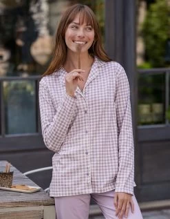 Pyjama Imprimé Carreaux - Col Tailleur -Lingerie Séries Magasin 703240 C02 zoomx vue4