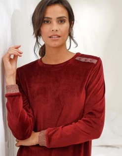 Chemise De Nuit Velours Stretch, Détails Scintillants -Lingerie Séries Magasin 703408 C01 zoomx vue4