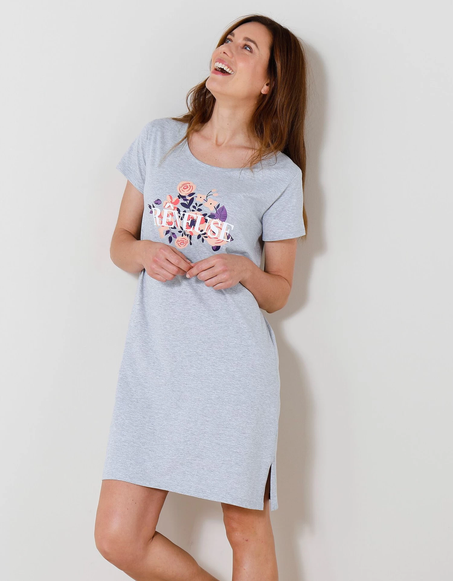 Chemise De Nuit Courte Imprimé "Rêveuse" 1 Chemise De Nuit Courte Imprimé "Rêveuse"