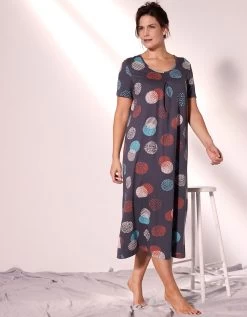 Chemise De Nuit Longue Imprimée Graphique -Lingerie Séries Magasin 703503 C01 zoomx vue5