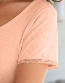 Tee-shirt Pyjama Maille Viscose Côtelée 10 Tee-shirt Pyjama Maille Viscose Côtelée -Lingerie Séries Magasin 703590 C01 zoomx vue4