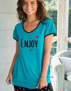 Tee-shirt Manches Courtes Coton Uni Imprimé Placé "Enjoy" -Lingerie Séries Magasin 703593 C02 zoomx vue4