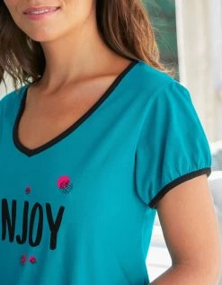 Tee-shirt Manches Courtes Coton Uni Imprimé Placé "Enjoy" -Lingerie Séries Magasin 703593 C02 zoomx vue6