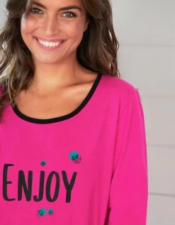 Tee-shirt Manches Longues Coton Uni Imprimé Placé "Enjoy" -Lingerie Séries Magasin 703596 C01 zoomx vue5