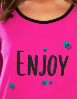 Tee-shirt Manches Longues Coton Uni Imprimé Placé "Enjoy" -Lingerie Séries Magasin 703596 C01 zoomx vue7