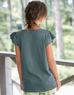 Tee-shirt Pyjama Manches Courtes Imprimé Placé "pétales De Fleurs" -Lingerie Séries Magasin 703605 C01 zoomx vue2