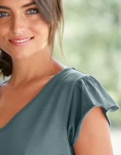 Tee-shirt Pyjama Manches Courtes Imprimé Placé "pétales De Fleurs" -Lingerie Séries Magasin 703605 C01 zoomx vue4