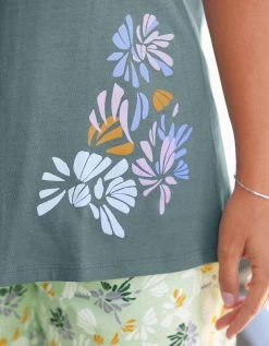 Tee-shirt Pyjama Manches Courtes Imprimé Placé "pétales De Fleurs" -Lingerie Séries Magasin 703605 C01 zoomx vue5