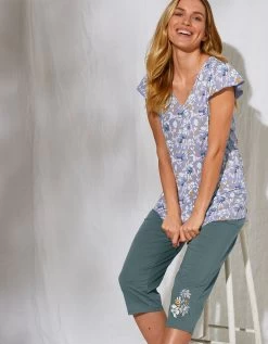 Tee-shirt Pyjama Manches Courtes Imprimé "pétales De Fleurs" -Lingerie Séries Magasin 703607 C01 zoomx vue3