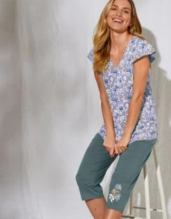 Pantacourt Pyjama Imprimé Placé "pétales De Fleurs" -Lingerie Séries Magasin 703612 01 2