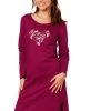 Chemise De Nuit Courte Manches Longues Motif "papillons"