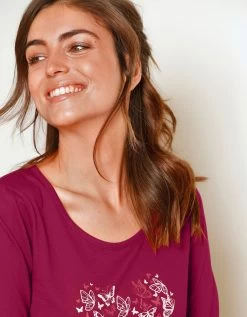 Chemise De Nuit Courte Manches Longues Motif "papillons" -Lingerie Séries Magasin 703619 C01 zoomx vue5