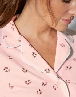 Chemise De Nuit Imprimée "tulipes" Boutonnée Col Tailleur Manches Longues -Lingerie Séries Magasin 703626 C00 zoomx vue4