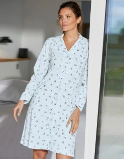 Chemise De Nuit Imprimée "tulipes" Boutonnée Col Tailleur Manches Longues -Lingerie Séries Magasin 703626 C01 zoomx vue3