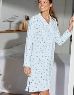 Chemise De Nuit Imprimée "tulipes" Boutonnée Col Tailleur Manches Longues -Lingerie Séries Magasin 703626 C01 zoomx vue5