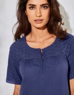 Chemise De Nuit Courte Coton Et Broderie Anglaise -Lingerie Séries Magasin 703627 C01 zoomx vue7