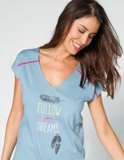 Pyjama Coton Imprimé "plumes" -Lingerie Séries Magasin 703653 C01 zoomx vue3