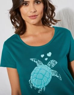 Chemise De Nuit Longue Coton – Imprimé "tortue" -Lingerie Séries Magasin 703659 C01 zoomx vue3