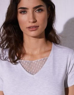 Tee-shirt Col Plumetis Manches Courtes -Lingerie Séries Magasin 703668 C01 zoomx vue3