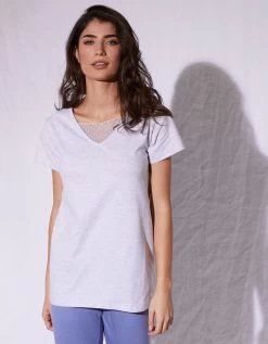 Tee-shirt Col Plumetis Manches Courtes -Lingerie Séries Magasin 703668 C01 zoomx vue6