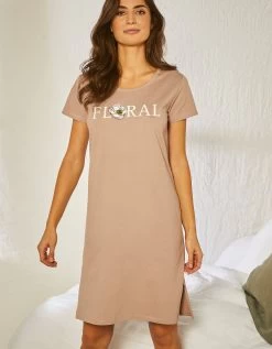 Chemise De Nuit Courte Manches Courtes En Coton Motif Floral -Lingerie Séries Magasin 703693 C01 zoomx vue4