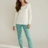 Tee-shirt De Pyjama Manches Longues Imprimé Placé Fleurs