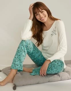 Tee-shirt De Pyjama Manches Longues Imprimé Placé Fleurs -Lingerie Séries Magasin 703701 C00 zoomx vue3